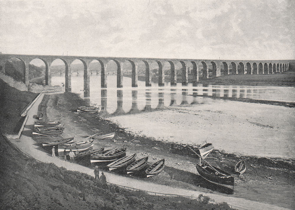 BERWICK-UPON-TWEED. The bridges. Northumberland 1900 old antique print picture